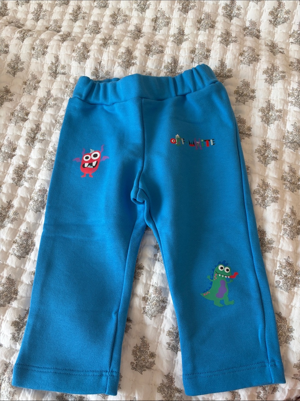 OFF WHITE BRAND NEW KIDS SIZE 9-12 MONTHS COTTON BLUE STRETCHY PANTS